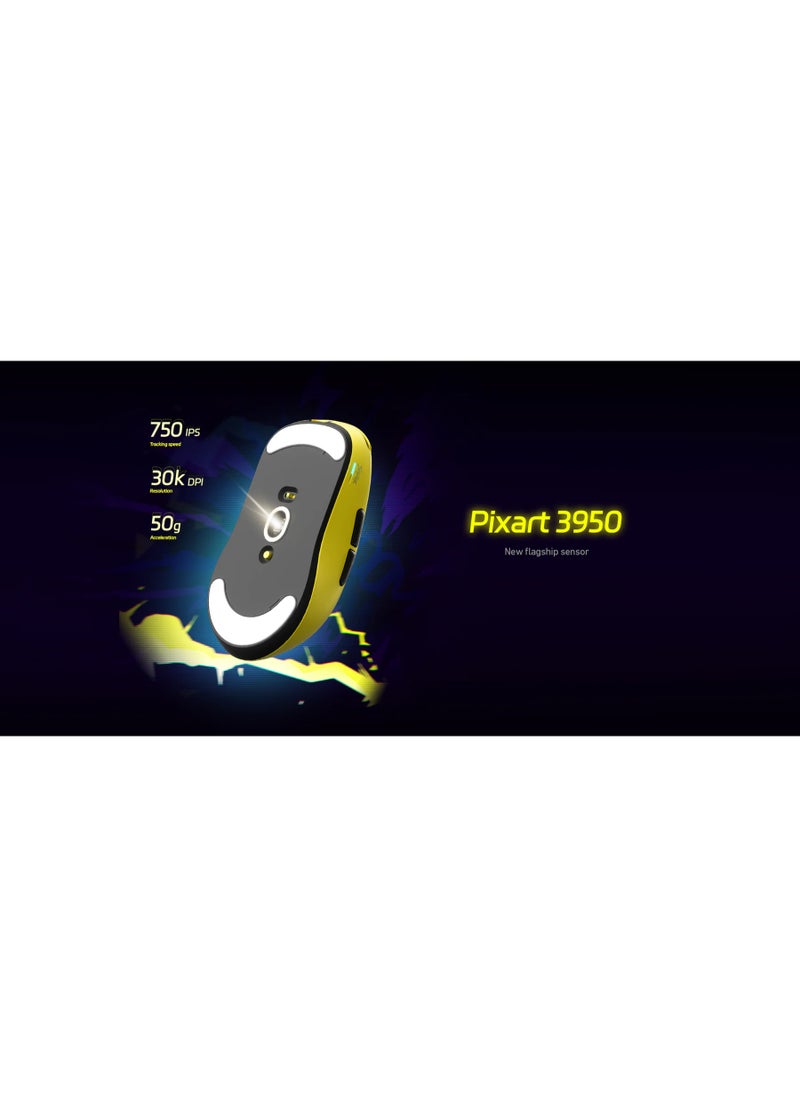 Scyrox - Scyrox V8 Lightweight Low Latency Ergonomic Wireless Mouse for Laptop features exceptional performance that takes your gaming experience to a new level. It comes with an 8K dongle that lets you easily enjoy an amazing 8000Hz polling rate. You can count on fast and accurate responses during intense gaming sessions. Yellow - Image 1