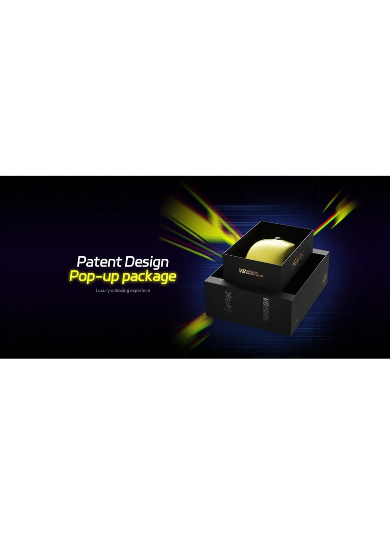Scyrox - Scyrox V8 Lightweight Low Latency Ergonomic Wireless Mouse for Laptop features exceptional performance that takes your gaming experience to a new level. It comes with an 8K dongle that lets you easily enjoy an amazing 8000Hz polling rate. You can count on fast and accurate responses during intense gaming sessions. Yellow - Image 1