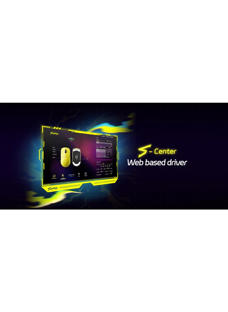 Scyrox - Scyrox V8 Lightweight Low Latency Ergonomic Wireless Mouse for Laptop features exceptional performance that takes your gaming experience to a new level. It comes with an 8K dongle that lets you easily enjoy an amazing 8000Hz polling rate. You can count on fast and accurate responses during intense gaming sessions. Yellow - Image 1