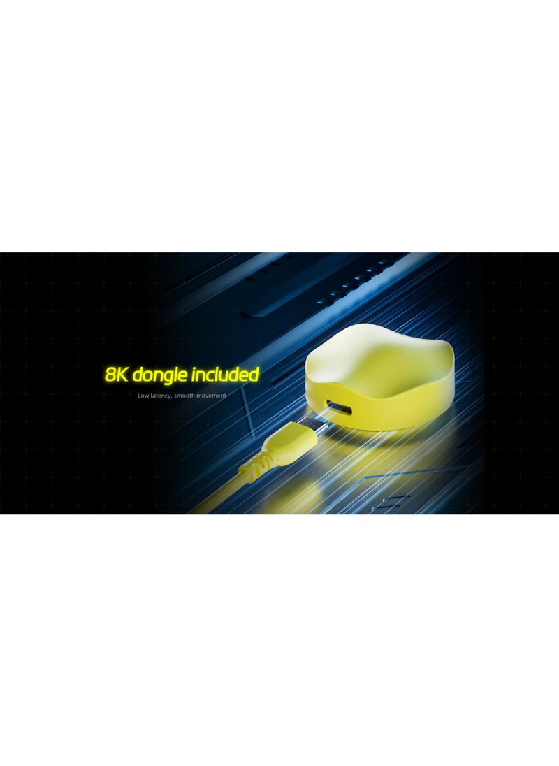 Scyrox - Scyrox V8 Lightweight Low Latency Ergonomic Wireless Mouse for Laptop features exceptional performance that takes your gaming experience to a new level. It comes with an 8K dongle that lets you easily enjoy an amazing 8000Hz polling rate. You can count on fast and accurate responses during intense gaming sessions. Yellow - Image 1