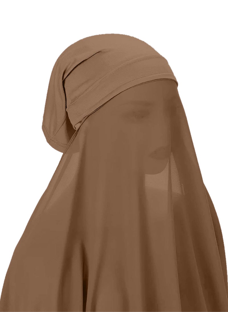 NUKHBAA Instant Hijab Wrap,Pullover Head Scarf with Tube Undercap Dark Brown color Hijab-HC11  - Image 3