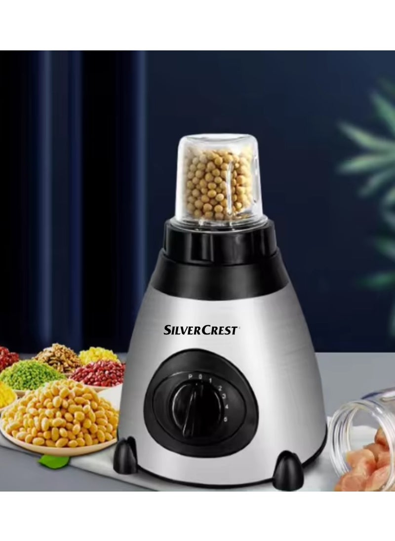 SILVER CREST - 2 In 1 Blender And Ice Crusher Stainless Steel Grinder, Electric Chopper 2 Speeds With Pulse 1.25L Capacity Superpower 2600W Juicer Mixer Overheat Protection Smoothie Maker SC-66 Coffee Grinder - Image 1