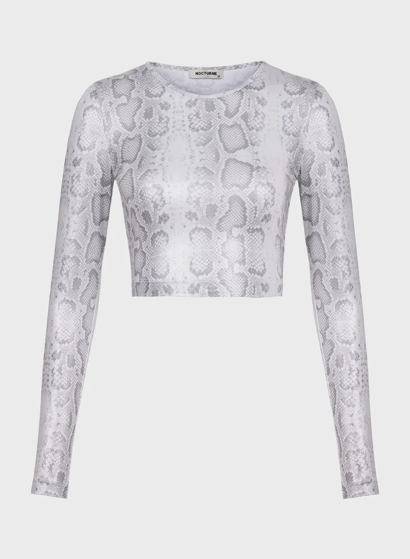 Nocturne Printed Round Neck Top