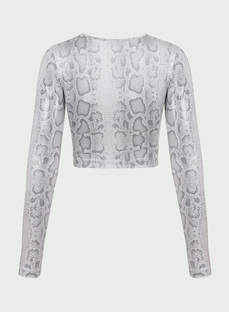 Nocturne Printed Round Neck Top