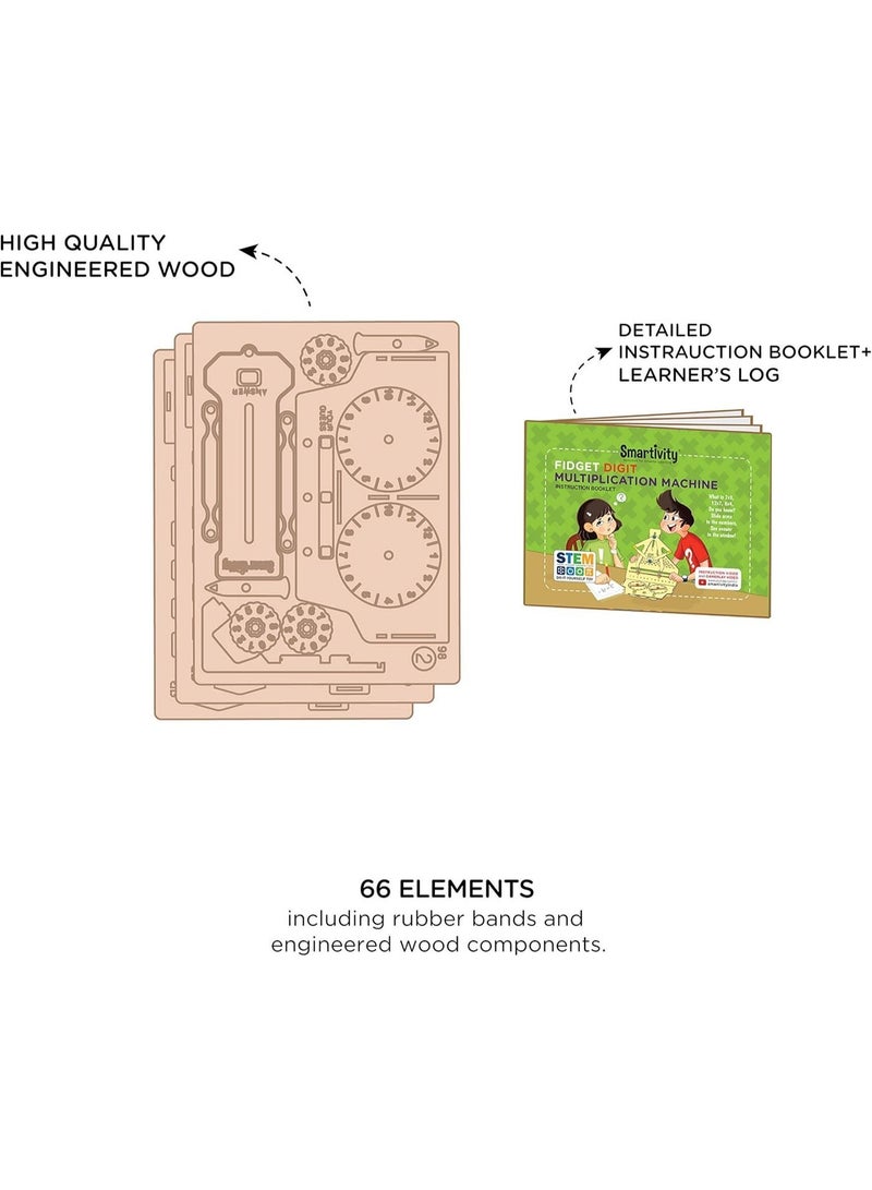 Smartivity Multiplication Machine 3D Wooden Model Engineering Educational Toy for Kids Ages 6 and Up, includes Rubber Bands, Engineered Wood Components, Instruction Manual, Learner's Log - Image 2