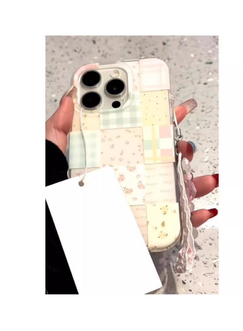 NIBEMINENT Protective TPU Case Cover For iPhone 15 Plus, Stitch Flower Lattice With Bracelet - Image 3