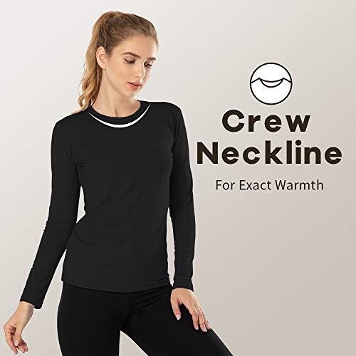 MANCYFIT Womens Thermal Tops Fleece Lined Shirt Long Sleeve Base Layer Black Small - Image 5