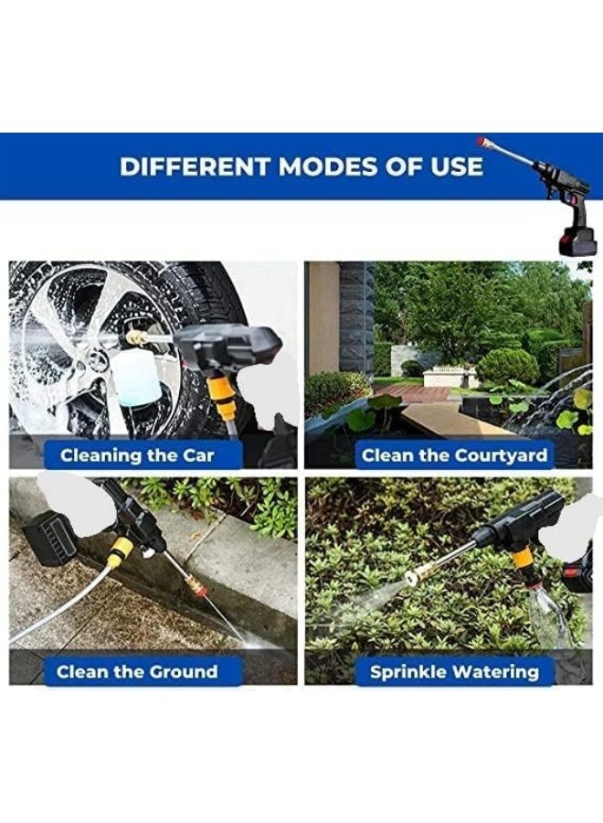 Portable cordless high-pressure car wash gun, 48V 12000mAh, suitable for washing cars, bikes, and general cleaning, with adjustable nozzle, 5m hose, black color. - Image 4