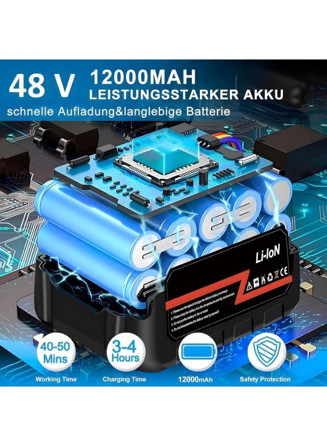 Portable cordless high-pressure car wash gun, 48V 12000mAh, suitable for washing cars, bikes, and general cleaning, with adjustable nozzle, 5m hose, black color. - Image 5