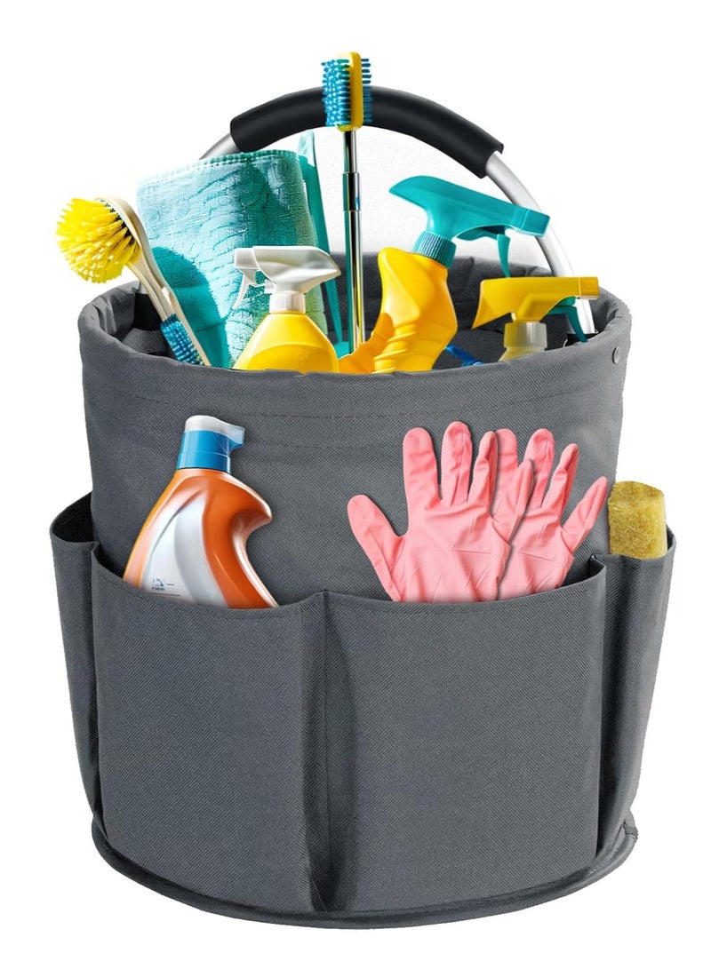 YelaJoy 17L Cleaning Tool Storage Basket,  Foldable Cleaning Supply Caddy,  Cleaning Caddy Cleaning Products Organizers, Portable Multi Cleaning Bucket Bag for Home, Garden (Dark Grey) - Image 1
