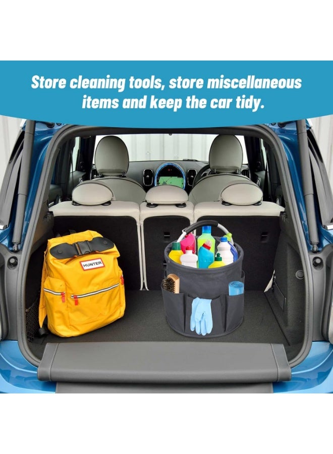 YelaJoy 17L Cleaning Tool Storage Basket,  Foldable Cleaning Supply Caddy,  Cleaning Caddy Cleaning Products Organizers, Portable Multi Cleaning Bucket Bag for Home, Garden (Dark Grey) - Image 4