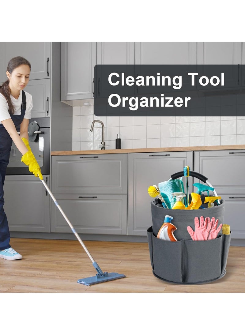 YelaJoy 17L Cleaning Tool Storage Basket,  Foldable Cleaning Supply Caddy,  Cleaning Caddy Cleaning Products Organizers, Portable Multi Cleaning Bucket Bag for Home, Garden (Dark Grey) - Image 2