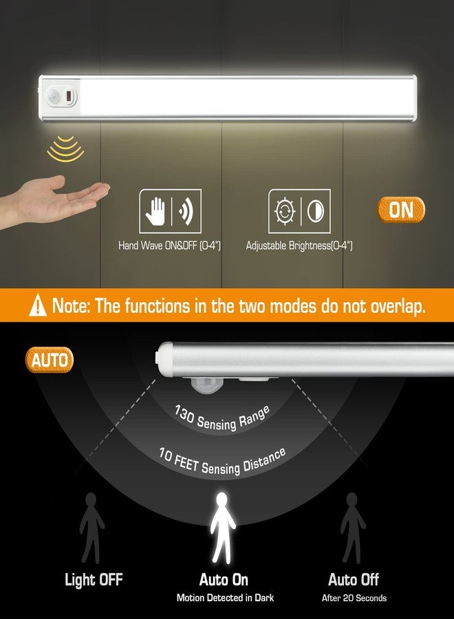 إيفربايت إضاءة EverBrite 70LED قابلة للتعتيم أسفل الخزائن، تحكم يدوي ومستشعر حركة، إضاءة مغناطيسية أسفل الخزائن، شريط إضاءة LED فائق النحافة للخزائن والممرات، 300 لومن، 6000 كلفن - Image 2