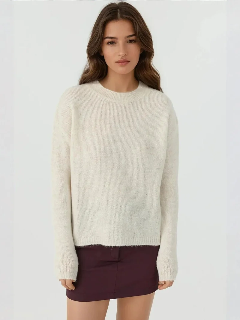 HICCUP Thick Knit Crew Neck Sweater