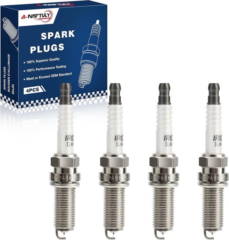 A-NAFTULY Iridium Spark Plugs 4 Pack 93501 LKAR7BIX-11S for Honda, Toyota, Subaru, Mazda, and Acura - Image 1
