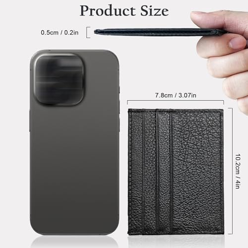 WOXVM Credit Card Holder Wallet RFID Blocking Slim Credit Card Cases Holder Premium Leather Minimalist Front Pocket Small Wallet with 6 Card Slots and 1 Pockets for Men Women (Black) - Image 2