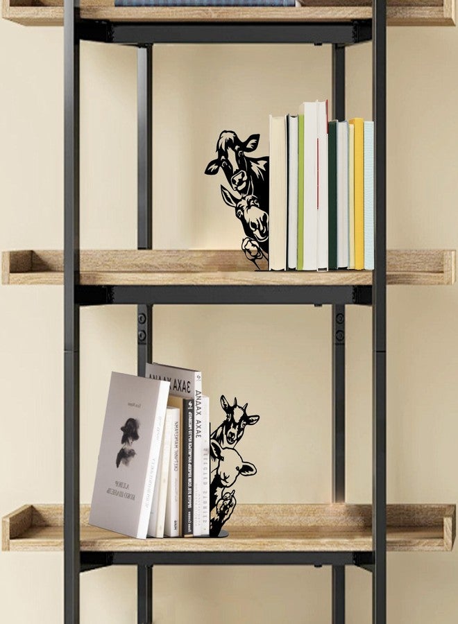 Ecqizer Metal Farmhouse Peeking Animals Bookend, Unique Decorative Book Ends for Shelves, Cute Bookshelf Decor, Bookshelf Decorative Objects for Home Office Desk Bookshelf Decor, Black - Image 5