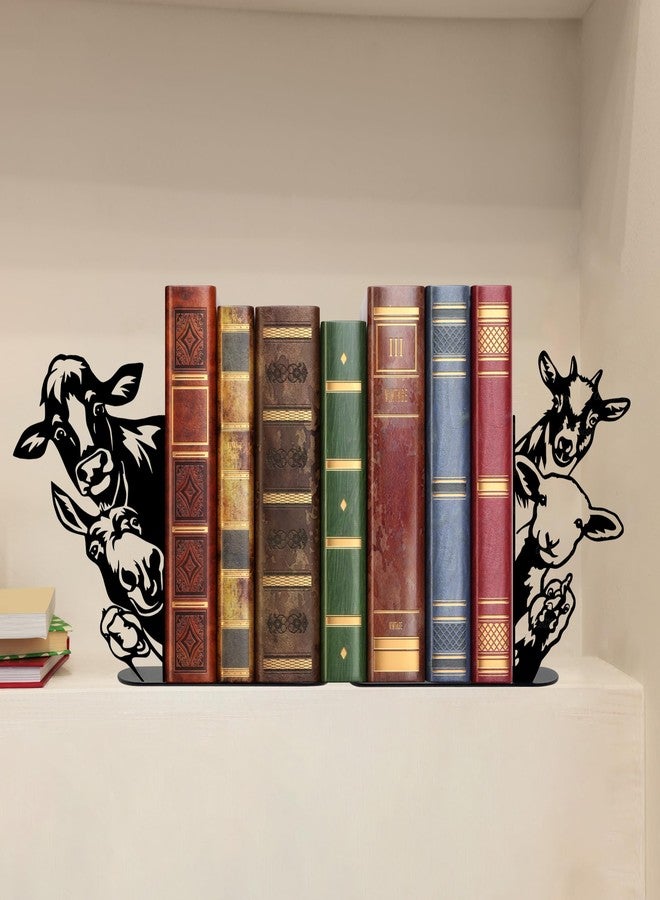 Ecqizer Metal Farmhouse Peeking Animals Bookend, Unique Decorative Book Ends for Shelves, Cute Bookshelf Decor, Bookshelf Decorative Objects for Home Office Desk Bookshelf Decor, Black - Image 4