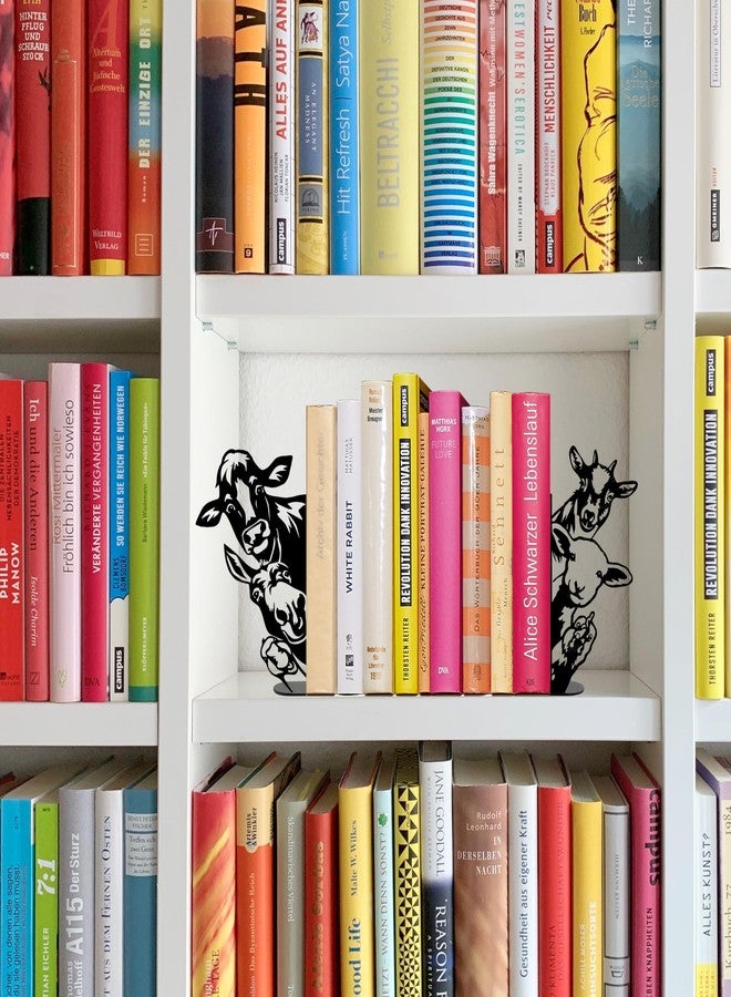 Ecqizer Metal Farmhouse Peeking Animals Bookend, Unique Decorative Book Ends for Shelves, Cute Bookshelf Decor, Bookshelf Decorative Objects for Home Office Desk Bookshelf Decor, Black - Image 3