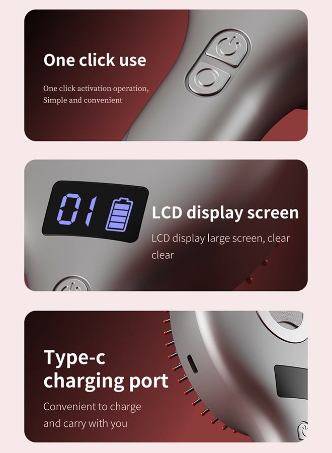 Professional SPA Wireless Hair Massager Comb - 6000 RPM Scalp Care, Hydrating Mist, Type-C Fast Charging  LCD Display for Stress Relief  Healthy Hair (Grey) - Image 5