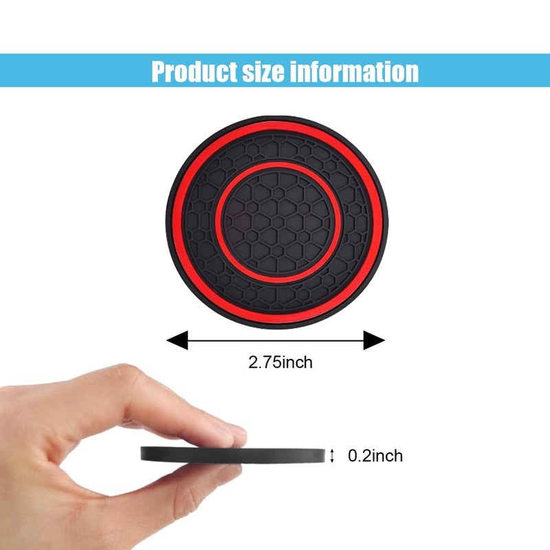 smilfuy 2Pcs Car Cup Holder Coasters  2.75 Inch Auto Non-Slip Anti Dust Cup Mats  Console Cup Holder Insert Coaster Auto Insulated Mats  Universal Interior Accessories For Most Cars (Red) - Image 2