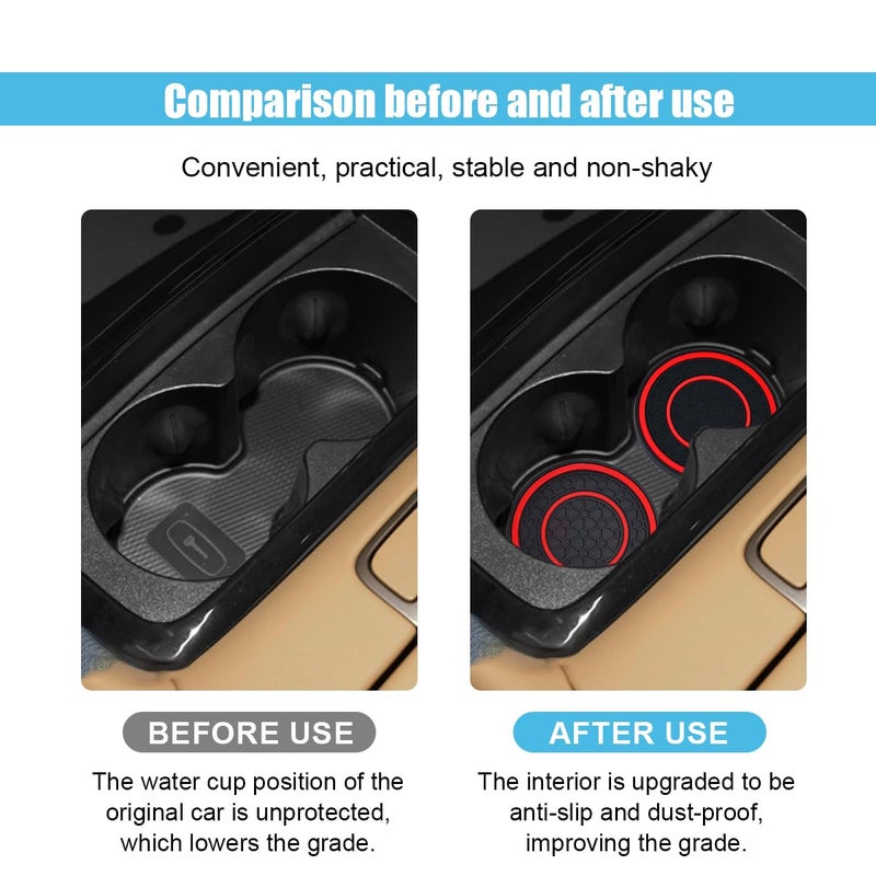 smilfuy 2Pcs Car Cup Holder Coasters  2.75 Inch Auto Non-Slip Anti Dust Cup Mats  Console Cup Holder Insert Coaster Auto Insulated Mats  Universal Interior Accessories For Most Cars (Red) - Image 5