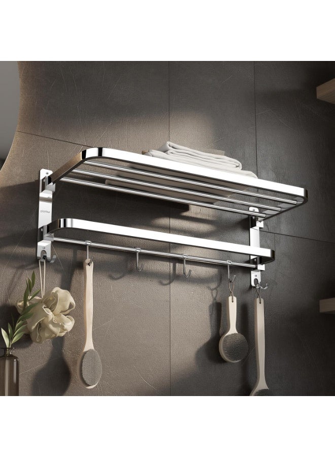 Plantex 24 Inch Towel Rack for Bathroom/Stainless Steel Towel Holder/Hanger with Rod/Bathroom Accessories - Pack of 1 (Chrome) - Image 1