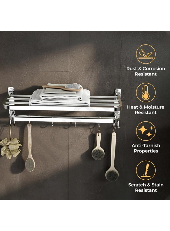 Plantex 24 Inch Towel Rack for Bathroom/Stainless Steel Towel Holder/Hanger with Rod/Bathroom Accessories - Pack of 1 (Chrome) - Image 3