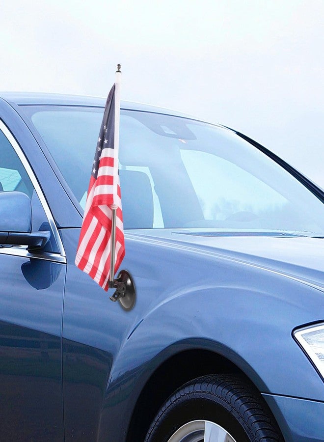 BESTOYARD Car Flag with Flagpole Mount & American, 20" Removable Flagpole, 15" USA Flag Pole Fixed Window Suction Cup Mount For Most Vehicle Window - Image 4