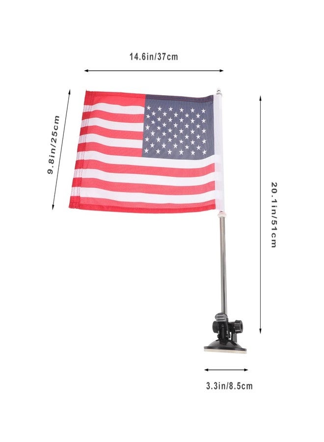 BESTOYARD Car Flag with Flagpole Mount & American, 20" Removable Flagpole, 15" USA Flag Pole Fixed Window Suction Cup Mount For Most Vehicle Window - Image 2