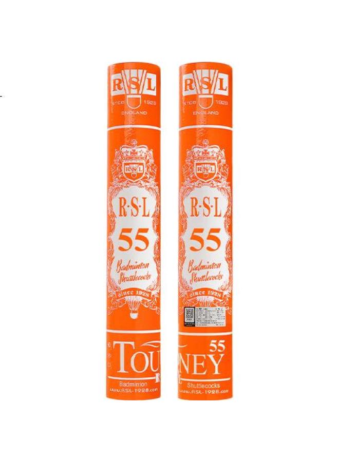 RSL Yashilong Badminton Shuttlecocks, 12-Pack, For Training And Competition, Stable Flight, Precise Landing, Rsl-55 Model, Speed 77, 1 Tube - Image 1