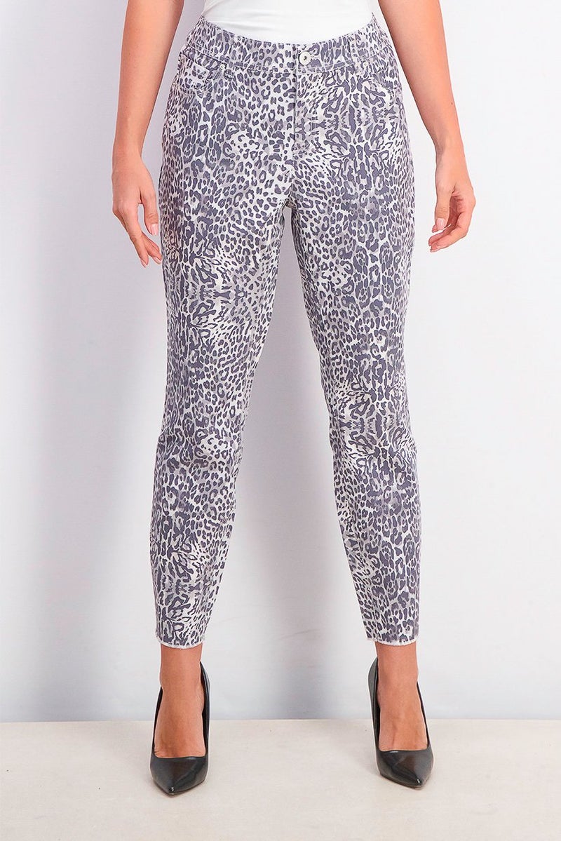 INC Women Animal,Print Curvy,Fit Skinny Jeans, Snow Leopard - Image 1