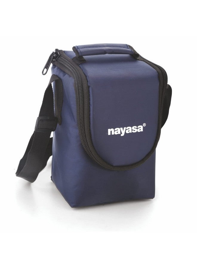 NAYASA Nayasa Eco Crunch 3 Lunch Box with 3 Containers of 300 ml Each, Ziper Pouch, Airtight & Leak Proof Lid, 4 Side Lock, Ideal for School/College/Office, Full Meal & Easy to Carry, Blue  - Image 2