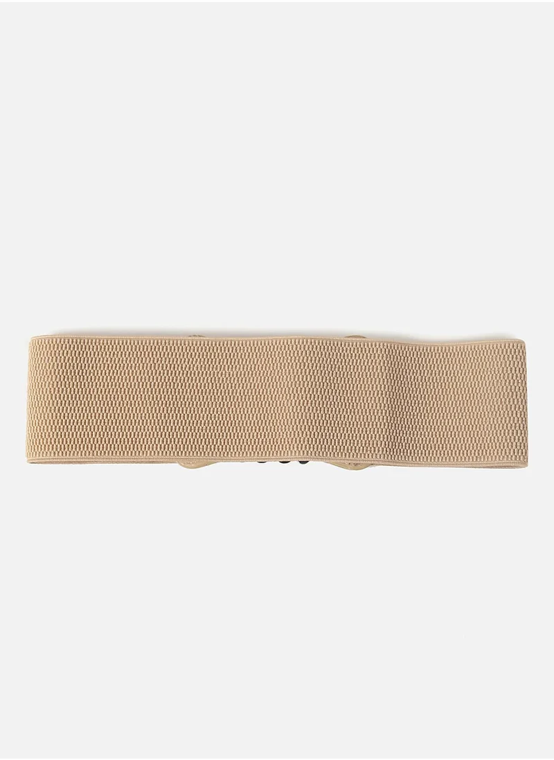 Haute Sauce Beige Textured Stretch Waist Belt