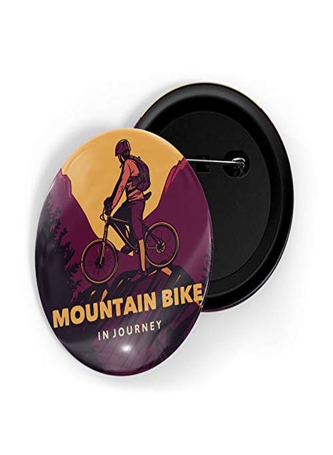 dhcrafts Pin Badges Yellow Colour Mountain Bike in Journey Bike Glossy Finish Design Pack of 1 - Image 1