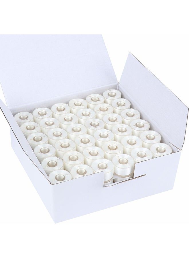 New Brothread 144pcs White 70D/2(60WT) Prewound Bobbin Thread Plastic Size A SA156 Embroidery Sewing - Image 1