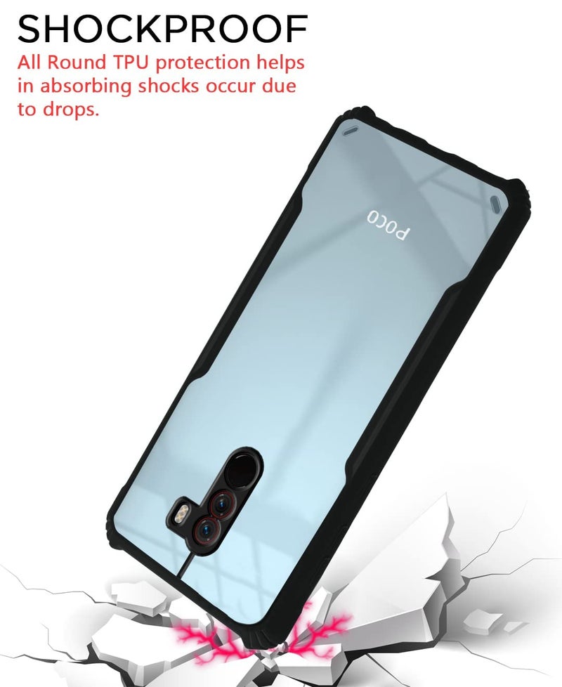 Plus Thermoplastic Polyurethane 360 Degree Protection Black Border Back Cover for Poco F1 (Black) - Image 2