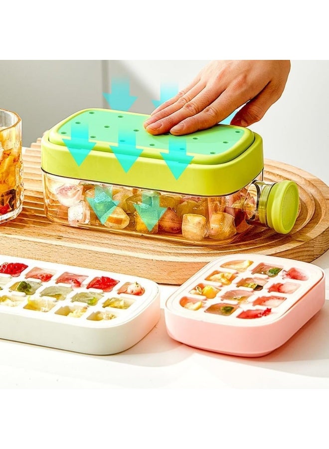 سوفام صينية مكعب ثلج خالية من اللمس، 2 في 1، زجاجة مكعب ثلج مع غطاء وعلبة، 800 مللي، قوالب مكعب ثلج من السيليكون المرن مع القش، يمكن إعادة استخدامها للقهوة والعصائر والمشروبات (وردية اللون) - Image 2