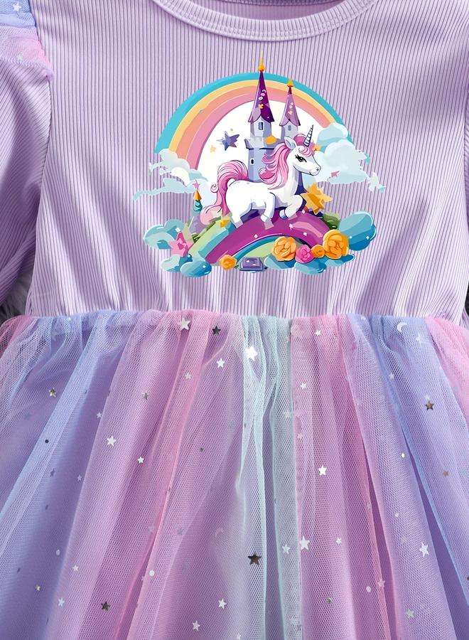 تايك تو فستان شبكي بتفاصيل كشكش وطبعة جرافيك - Image 5