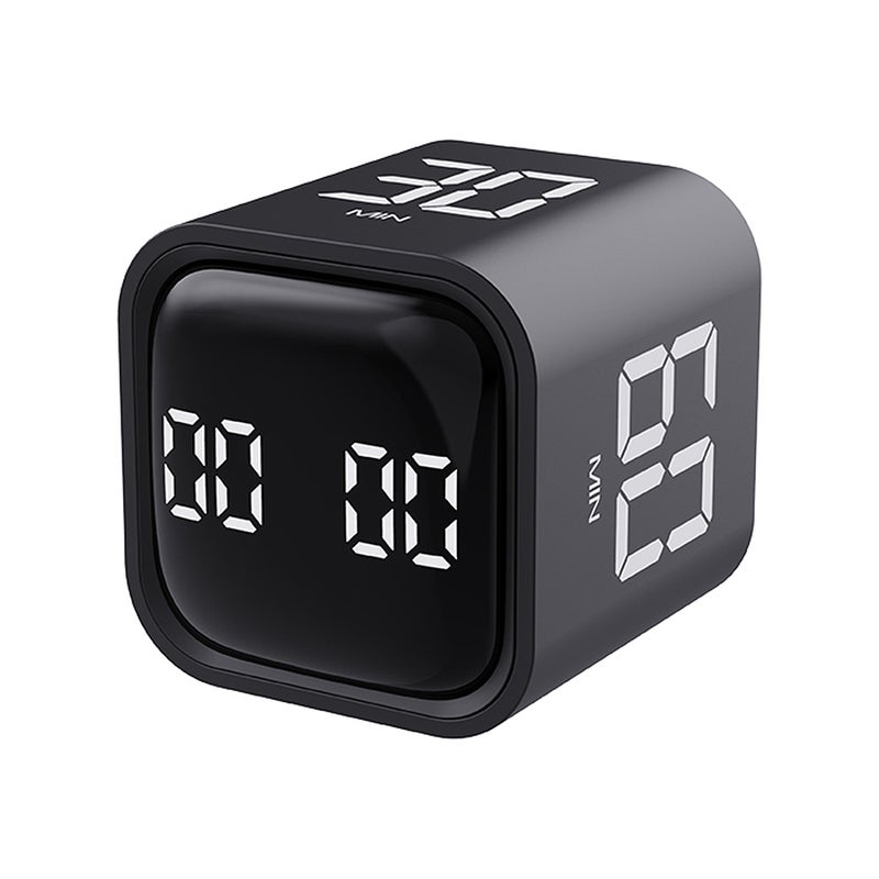 Portable Cube Timer Gravity Sensor Rotating Timer Count Up/Down Function Clock 5/10/30/60 Minutes and Custom with LED Screen Vibrate and Sound Alarm Silent Operation for Kids Kitchen Time Management - Image 1