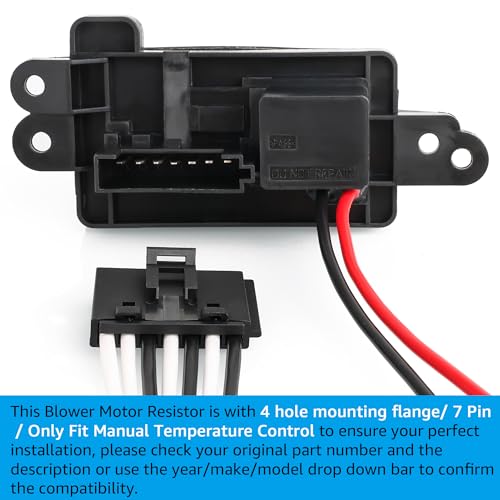 FAERSI 89019100 HVAC Fan Blower Motor Resistor Kit with Harness Replacement for 2002-2009 Chevy Trailblazer GMC Envoy, 2004-2007 Buick Rainier, 2002-2006 GMC Envoy XL, 2003-2008 Isuzu Ascender - Image 3