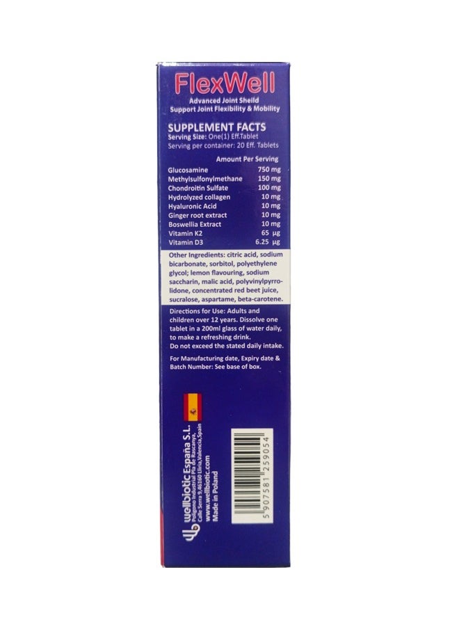 Support - Advanced Joint Flexibility & Mobility Formula with Glucosamine, Chondroitin, and Hyaluronic Acid 20 Effervescent Tablets Orange Flavour
