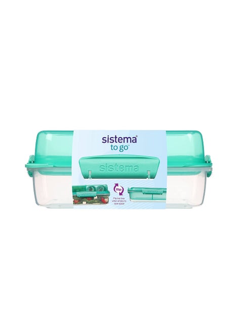Sistema Lunch Box 1.8 L Stack Rectangle To Go, Food Container with Bento-Style Compartments, BPA-Free, Assorted Colours