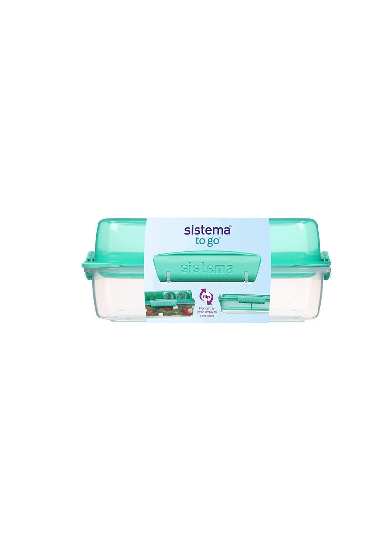 Sistema Lunch Box 1.8 L Stack Rectangle To Go, Food Container with Bento-Style Compartments, BPA-Free, Assorted Colours