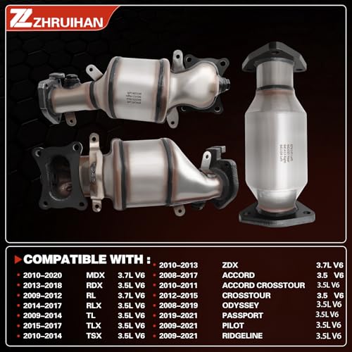 ZHRUIHAN Catalytic Converter Kit Compatible with 2008-2017 Accord、2008-2019 Odyssey、2009-2021 Pilot、Crosstour、Passport、Ridgeline & 2010-2020 MDX、RDX、RL、RXL、TL、TLX 、TSX、ZDX 3.5L V6 Engine (EPA Compliant) - Image 2