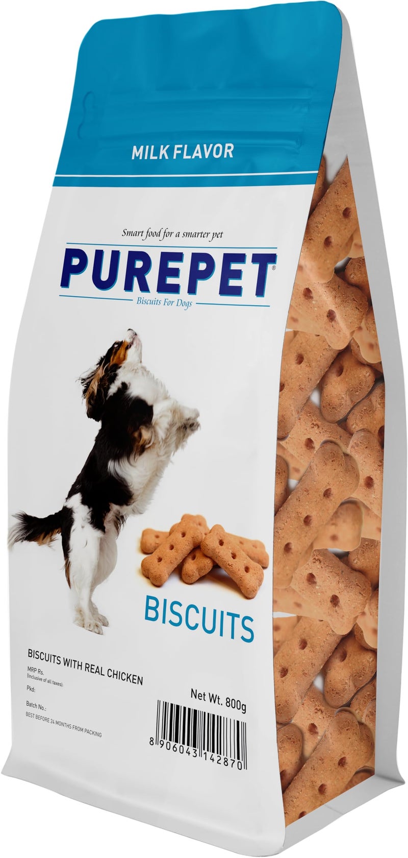 Purepet All Life Stages Dog Treat 800g Pouch | Milk Flavour | Keep Your Pet Active and Healthy | Promotes Lustrous Skin and Coat | Vitamins and Minerals | Remove Plaque & Reduces Tartar Build Up - Image 2