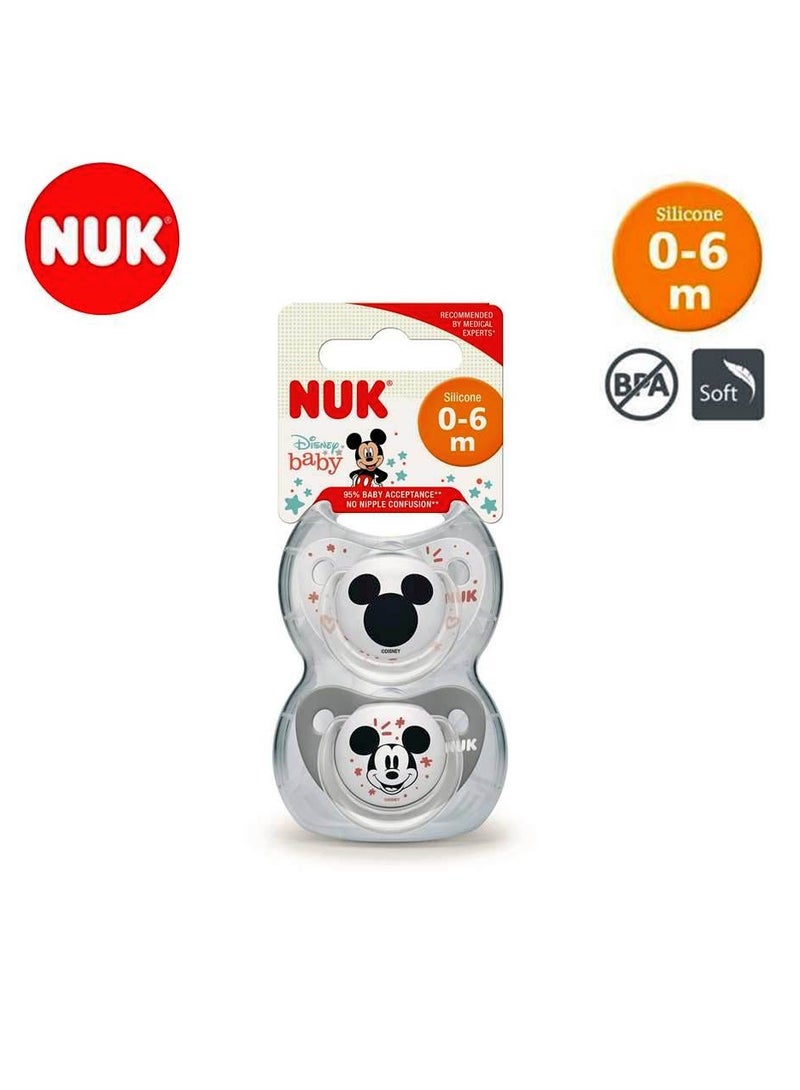 نوك لهاية ميكي مع غطاء 0-6 أشهر، قطعتين - Image 1