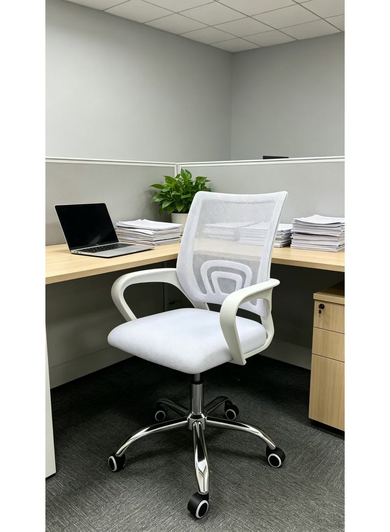 FUOE Office Chair Ergonomic Lumbar Support, High Back Mesh Computer Chair, Swivel Chair for Desk, with Armrests, Tilt Function, Wheels, Breathable Mesh, for Adult Working Study(wtite) - Image 1