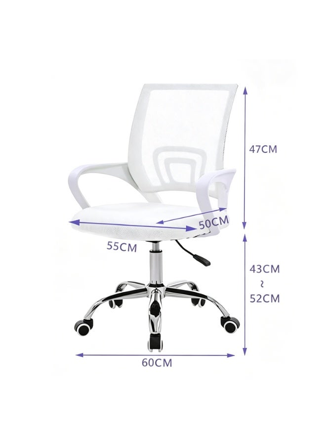 FUOE Office Chair Ergonomic Lumbar Support, High Back Mesh Computer Chair, Swivel Chair for Desk, with Armrests, Tilt Function, Wheels, Breathable Mesh, for Adult Working Study(wtite) - Image 2