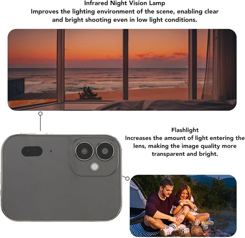 4K Digital Camera 64MP Touchscreen 120 Degree Wide Angle Compact Black Type 1 - Image 5